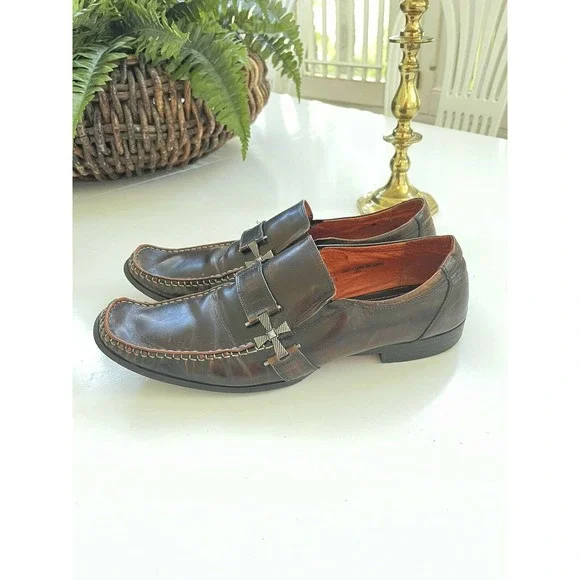 Robert Wayne Brown Leather Slip On Loafer Dress Shoes Square Toe m_63c71a628bb2e2a864344358.jpeg main image 3
